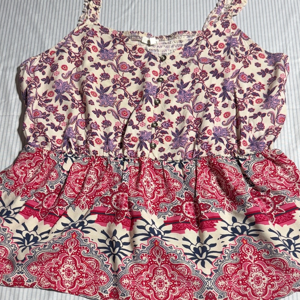 Maurices Floral and Paisley Tank Top - Red and Purple